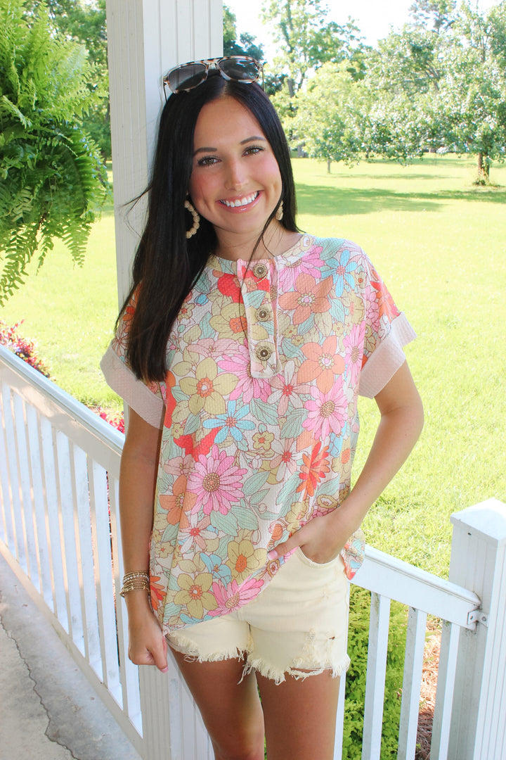 Apricot Flower Printed Top