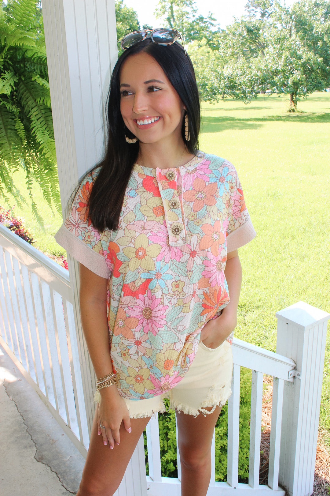 Apricot Flower Printed Top