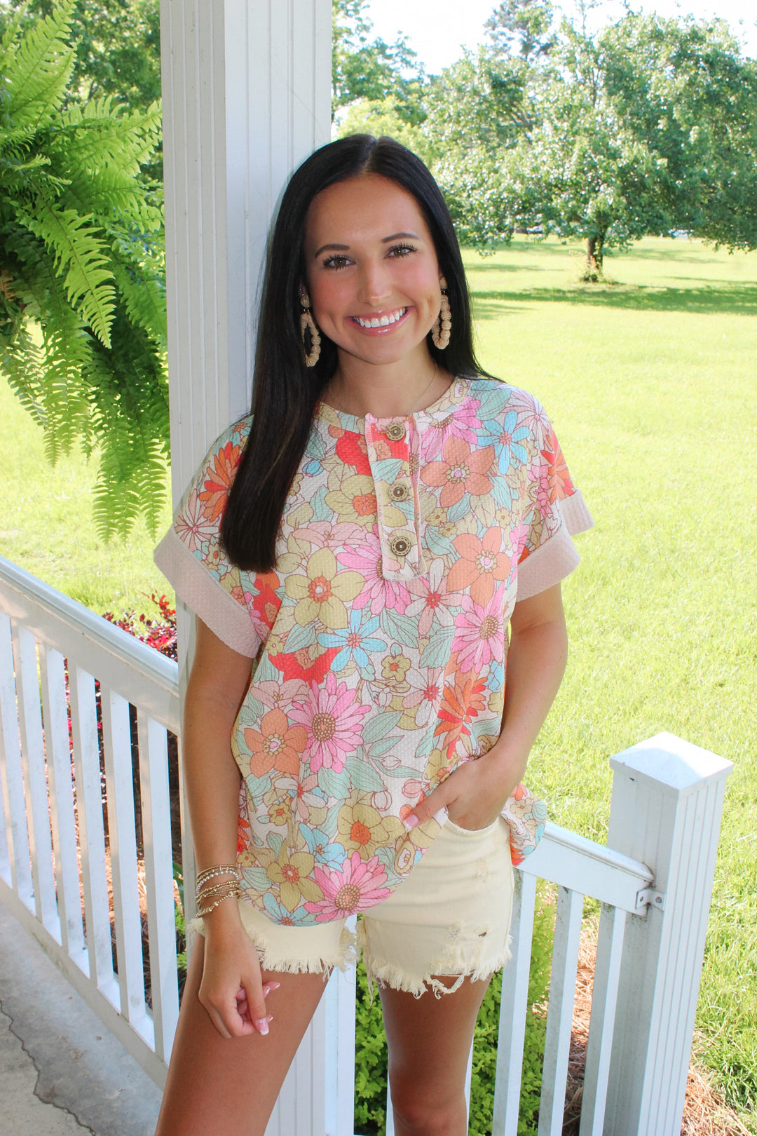 Apricot Flower Printed Top