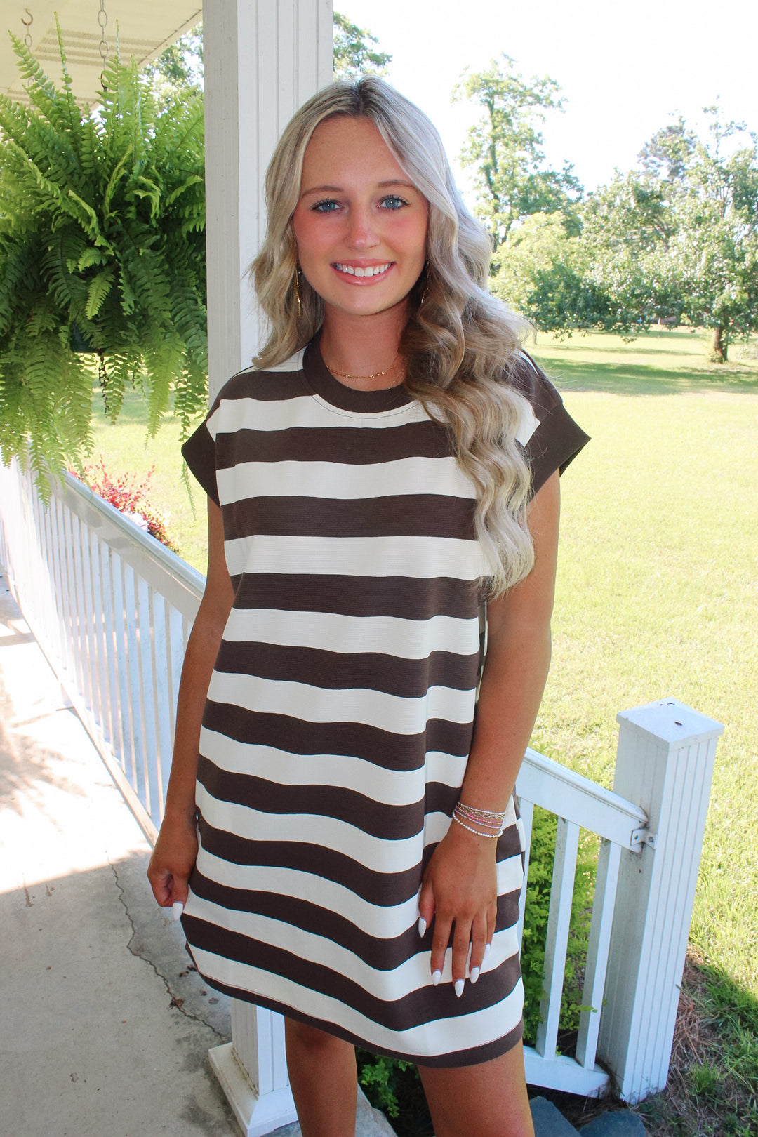 Brown Stripe Mini Dress