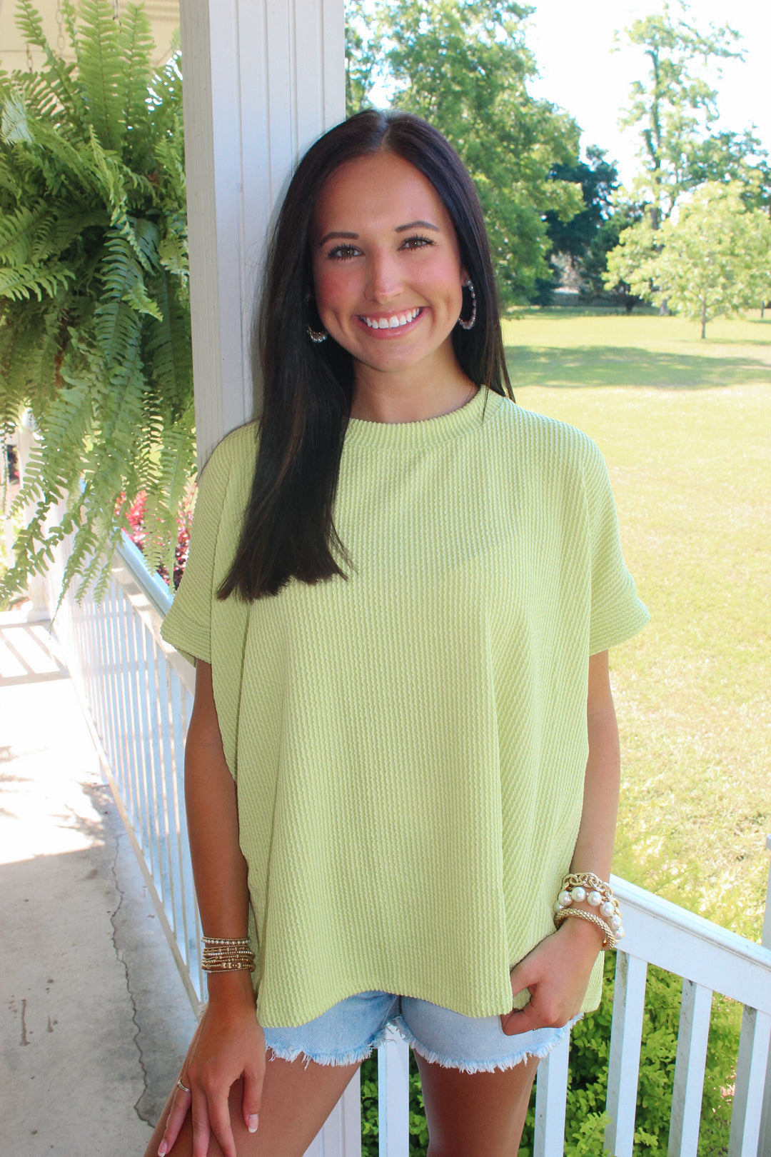 Ribbed Knit Top "Lime"