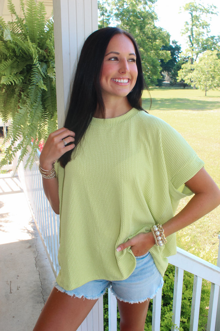 Ribbed Knit Top "Lime"