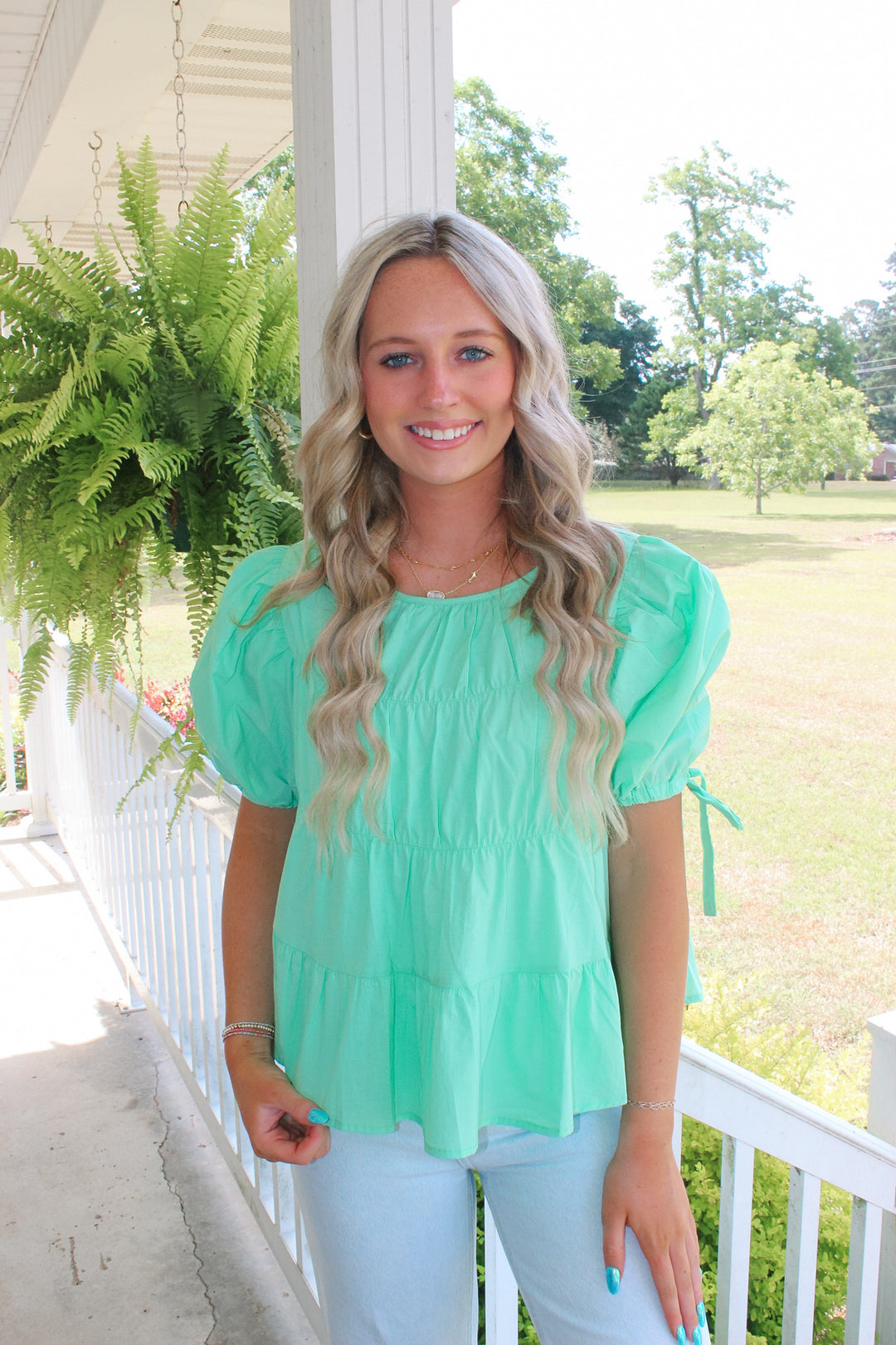 Lime Green Tiered Top