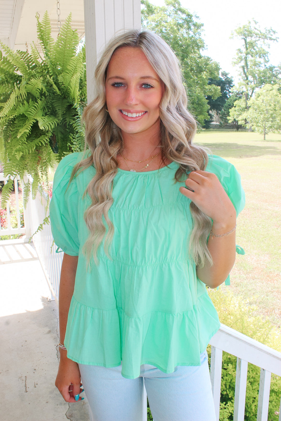 Lime Green Tiered Top