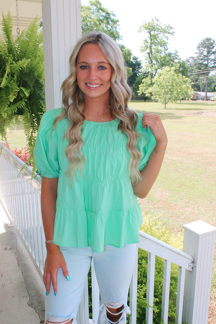 Lime Green Tiered Top