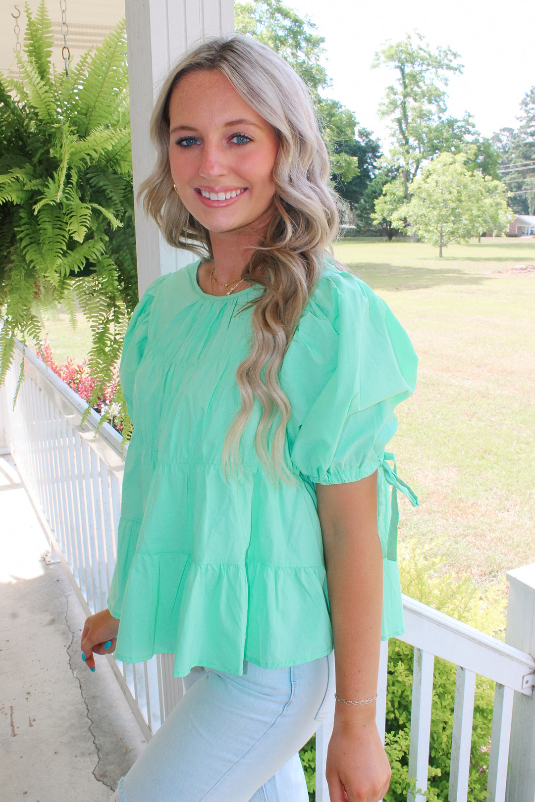 Lime Green Tiered Top