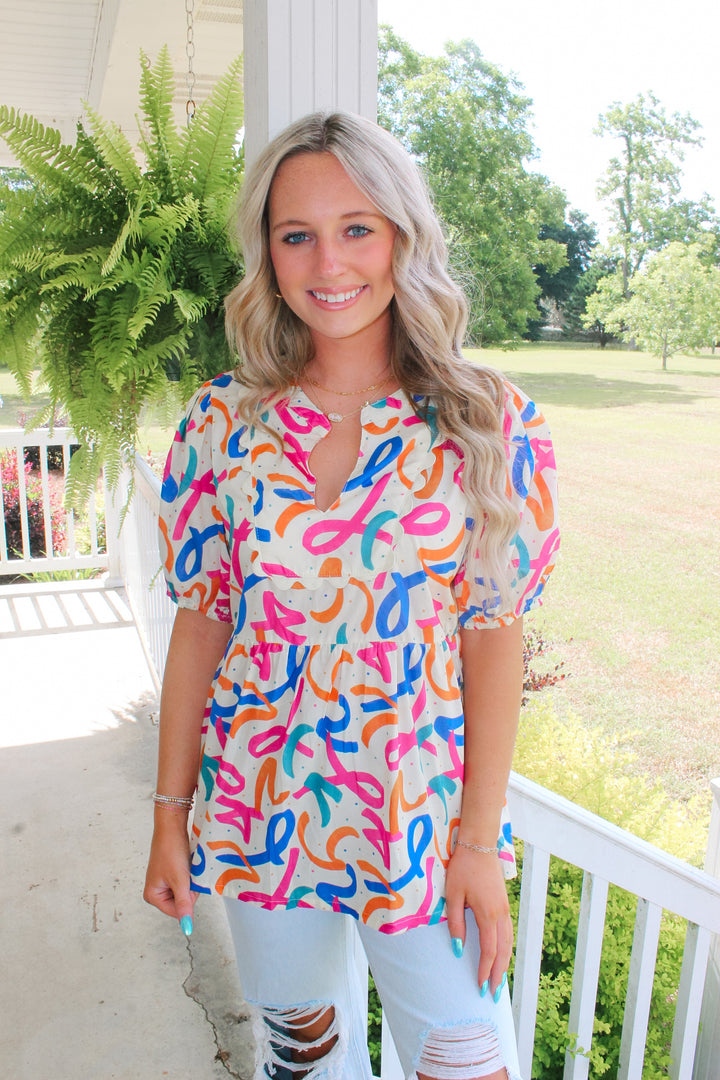 Colorful Confetti Printed Top