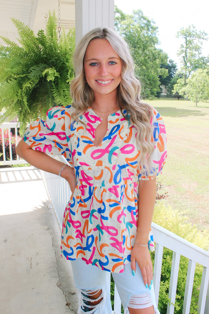 Colorful Confetti Printed Top