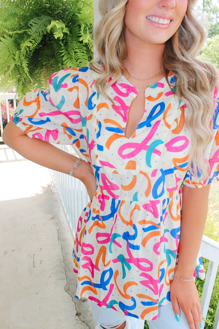 Colorful Confetti Printed Top