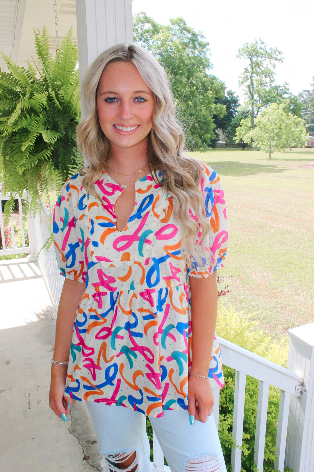 Colorful Confetti Printed Top