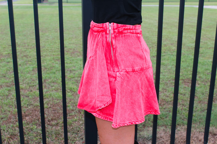 Wrapped Mini Skort "Washed Red"