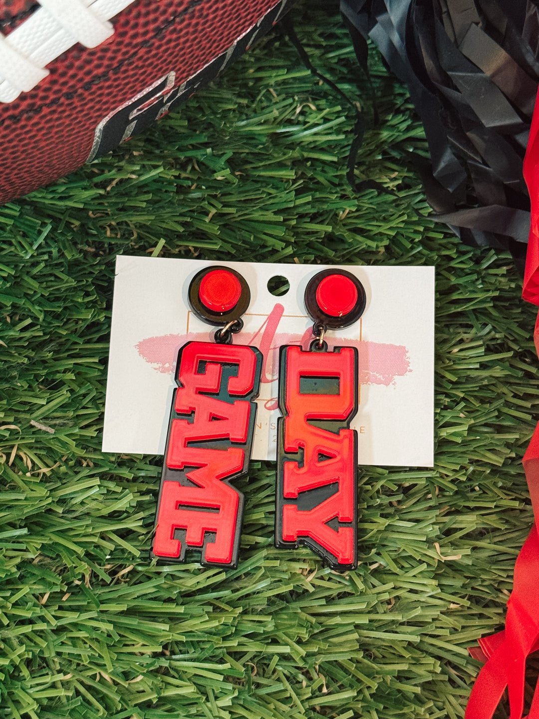 Game Day Earrings "Red/Black"