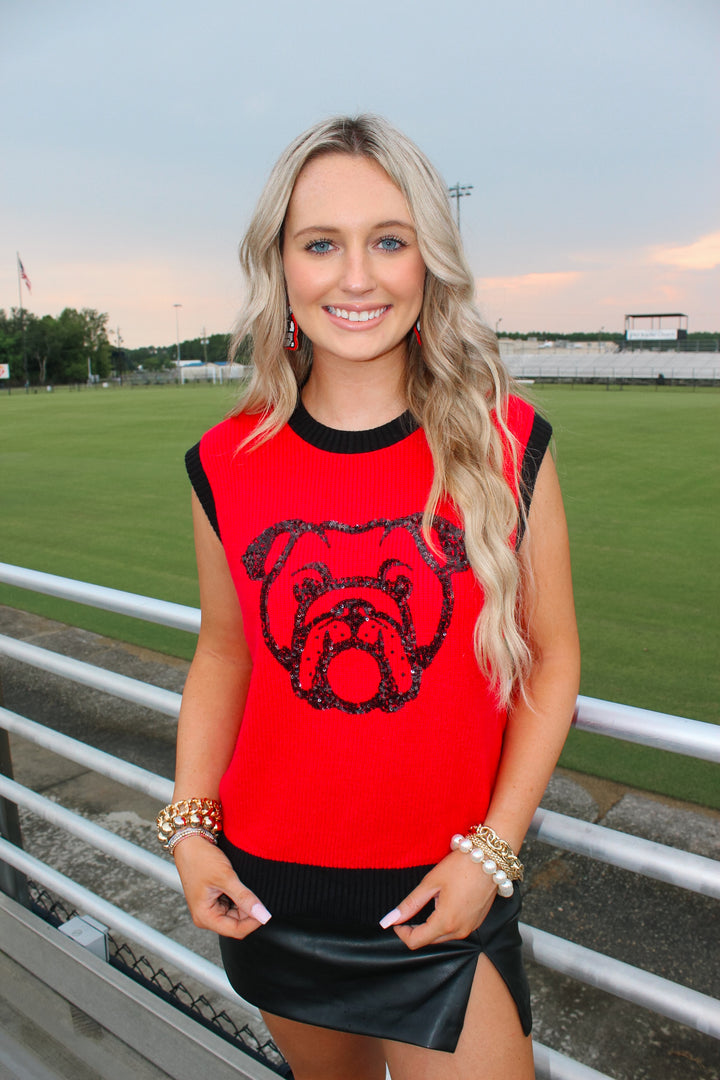 Let's Go Dawgs Sleeveless Sweater Top