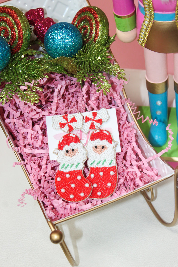 Santa Stocking Earrings "Red"