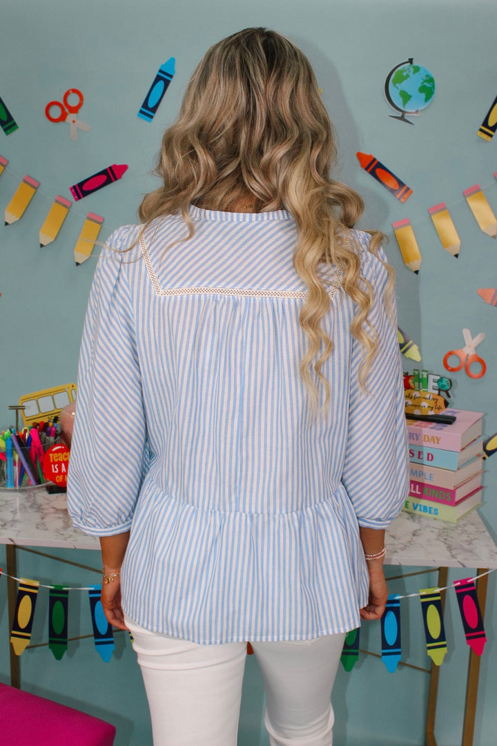 Sarah Striped Top "Light Blue"