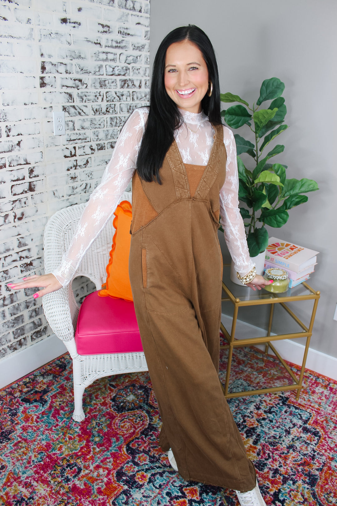 Sleeveless Wide Jumpsuit "Brown"