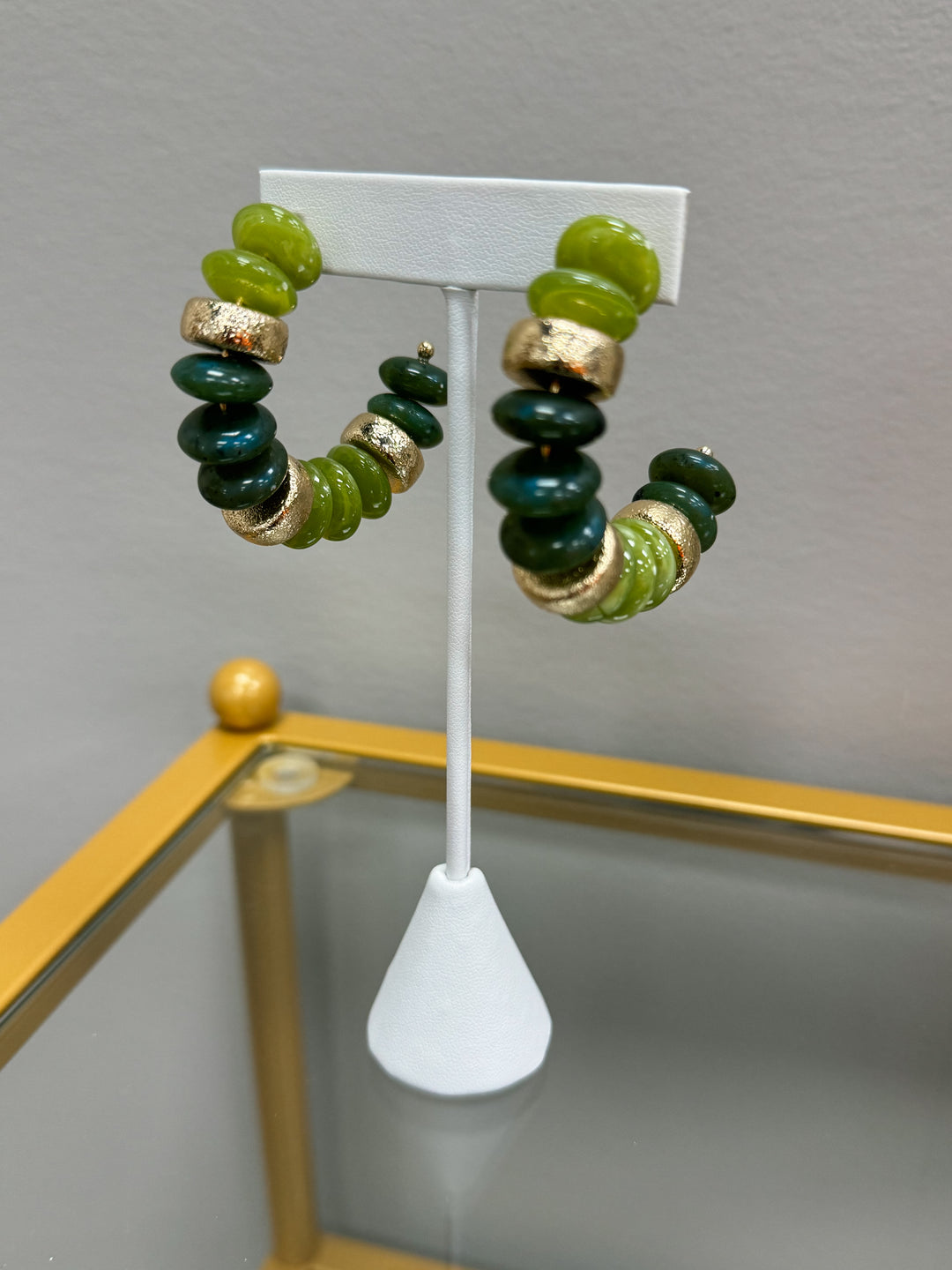 Blake Beaded Hoops "Olive"