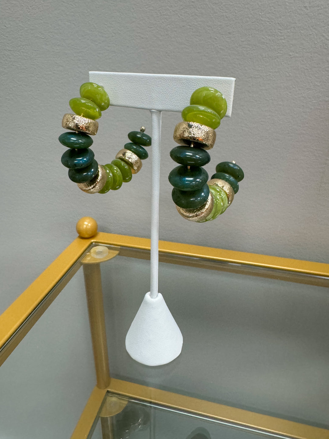 Blake Beaded Hoops "Olive"