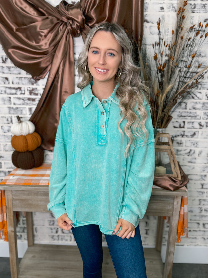 Just Jade Button Top