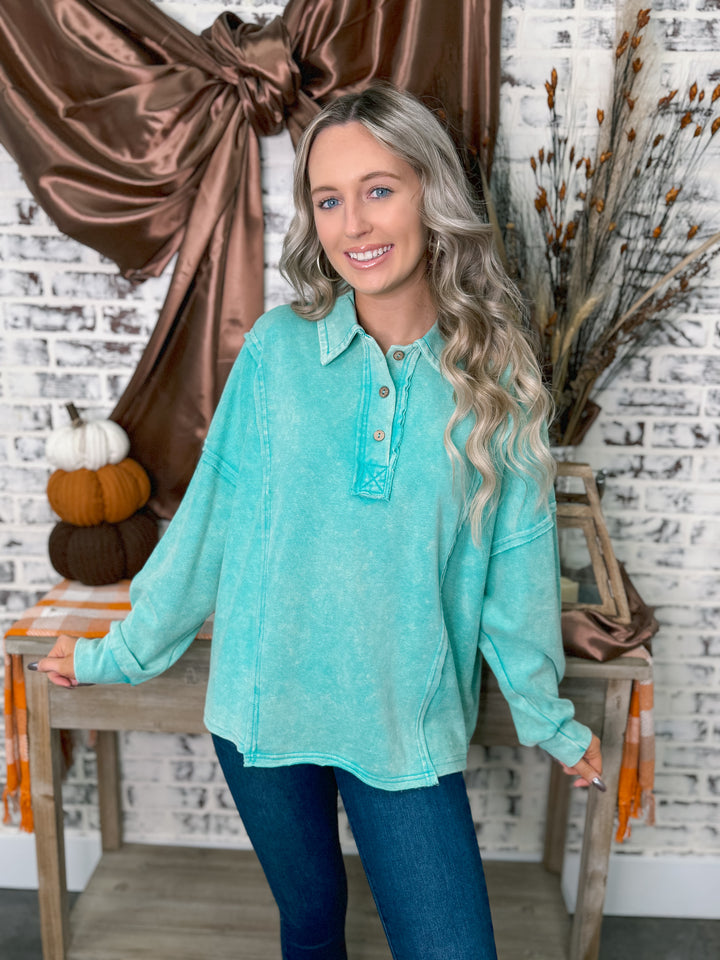 Just Jade Button Top