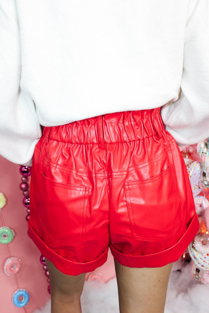 Leather Holiday Shorts "Red"