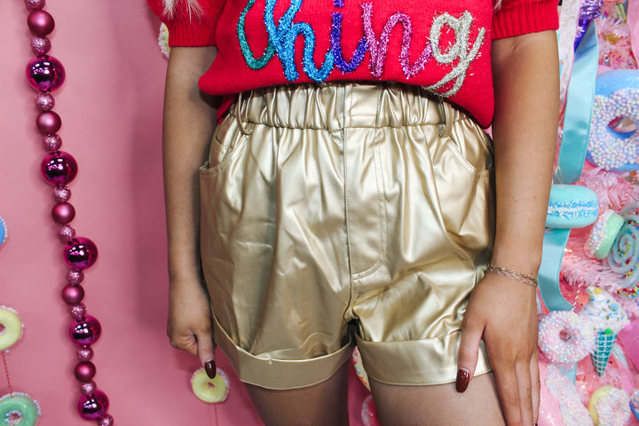 Leather Holiday Shorts "Gold"