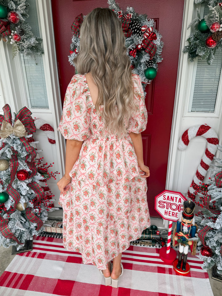 Bow & Rose Tiered Midi Dress