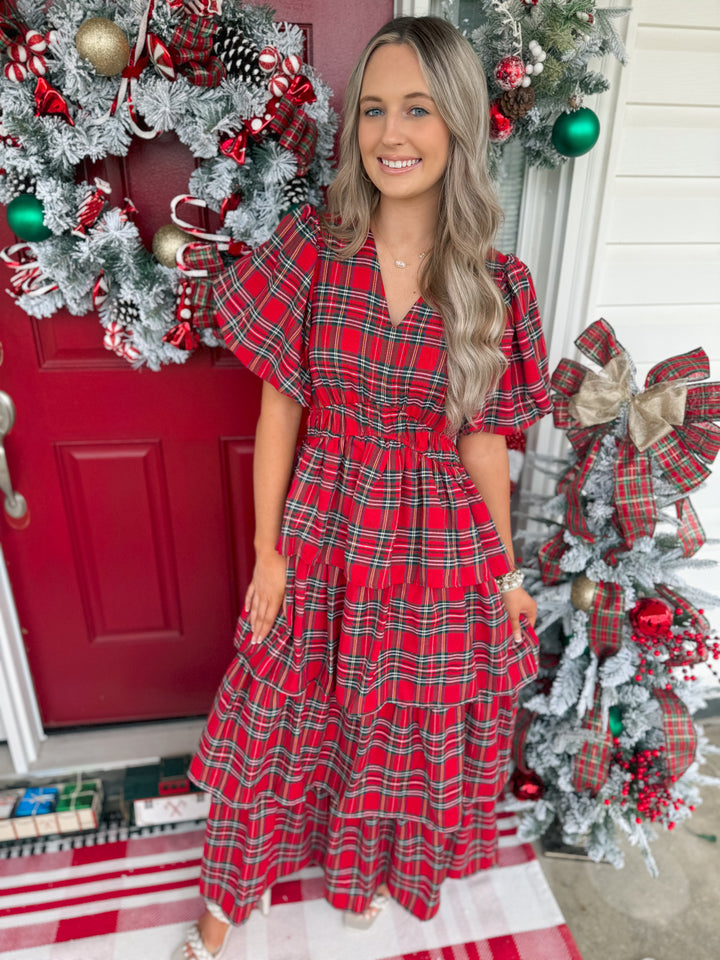 Christmas Plaid Midi Dress "Red/Green"