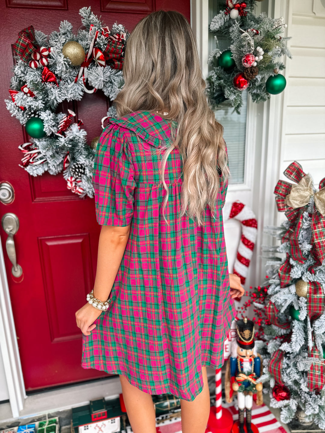 Perfect Plaid Mini Dress "Magenta/Green"