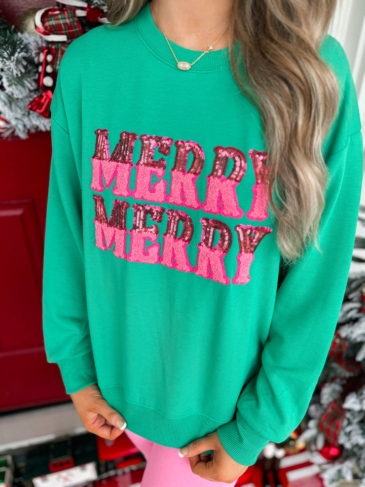 Sarah Sweatshirt- Christmas "Merry Merry"