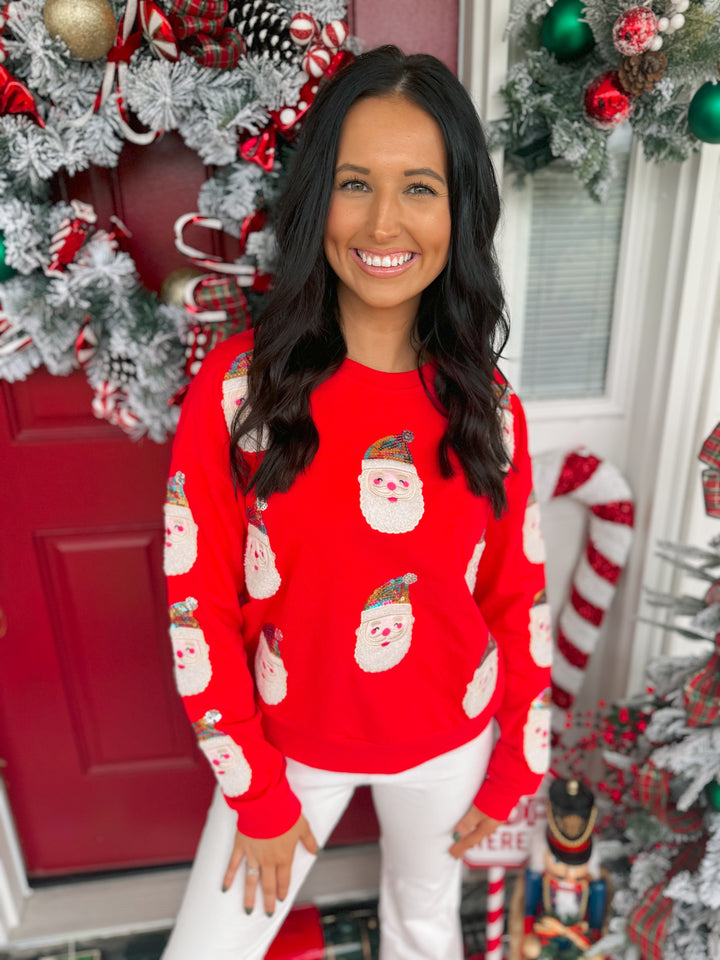 Smiley Santa Sweatshirt "Red"