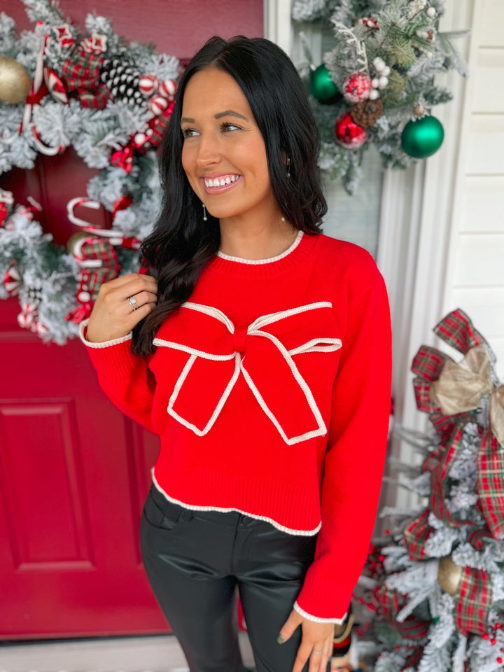 Holiday Bow Sweater "Red"