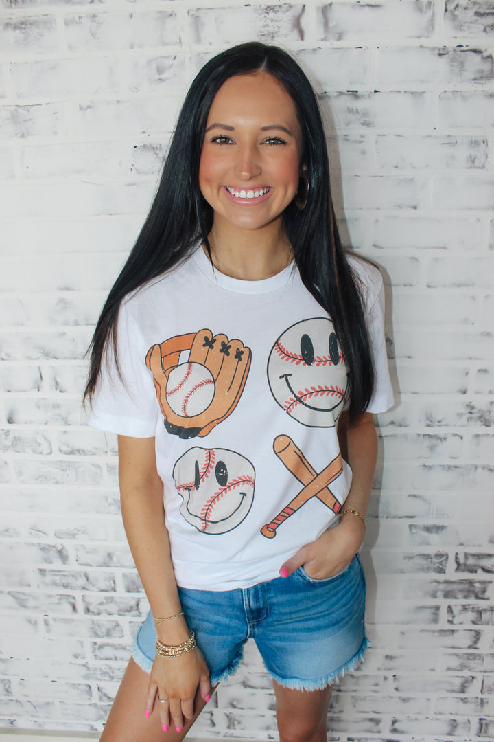 Baseball Smiley Graphic Tee