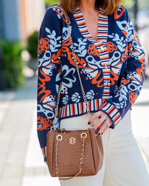 Caroline Hill - Lainey Mini Tote - Woven Saddle