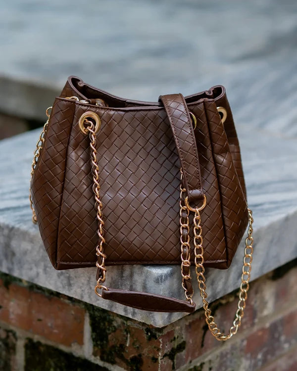Caroline Hill - Lainey Mini Tote - Woven Chocolate
