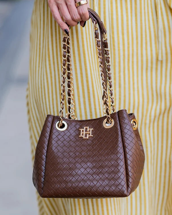 Caroline Hill - Lainey Mini Tote - Woven Chocolate