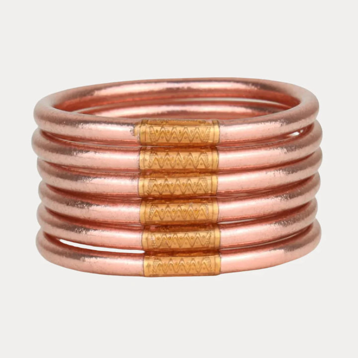 BuDhaGirl - Rose Gold All Weather Bangles® (Set of 6) - Serenity Prayer