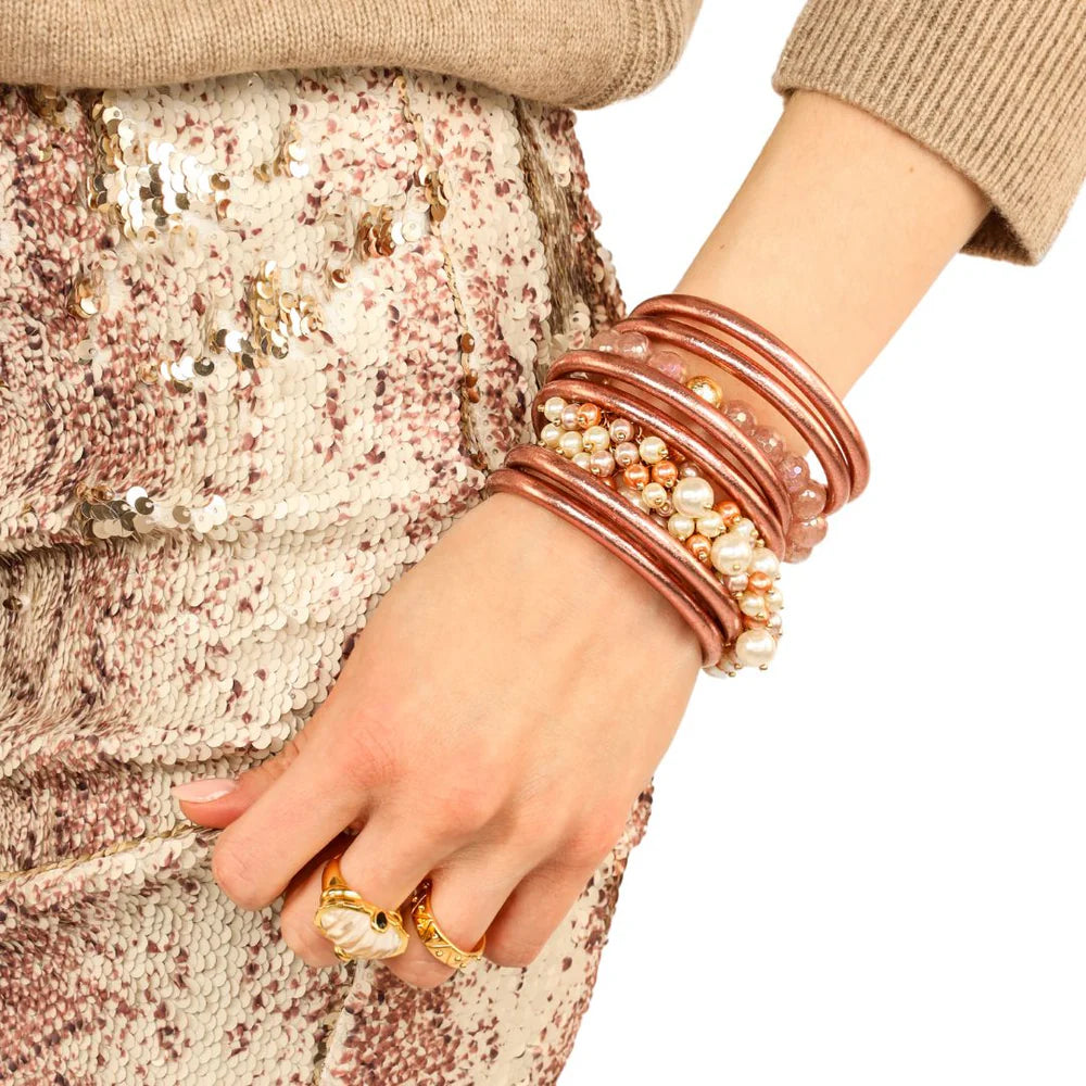 BuDhaGirl - Rose Gold All Weather Bangles® (Set of 6) - Serenity Prayer