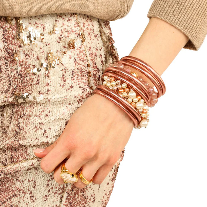 BuDhaGirl - Rose Gold All Weather Bangles® (Set of 6) - Serenity Prayer