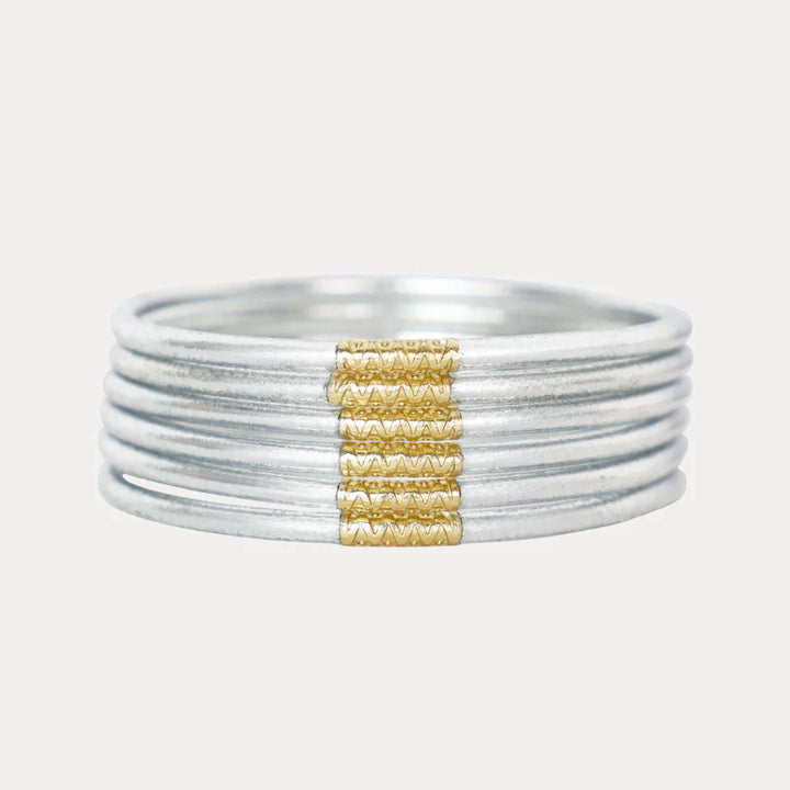 BuDhaGirl - Silver Lumine All Weather Bangles® (Set of 6)
