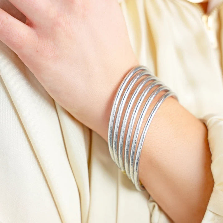 BuDhaGirl - Silver Lumine All Weather Bangles® (Set of 6)