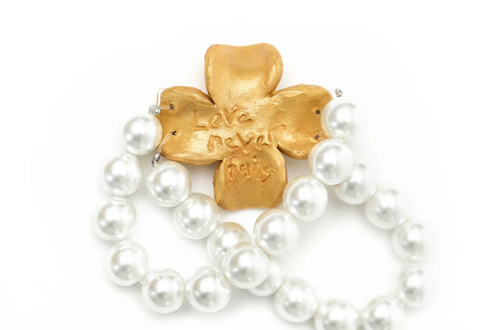 Hidden Truth Jewelry - Pearl Double Strand with Dogwood Flower Bracelet