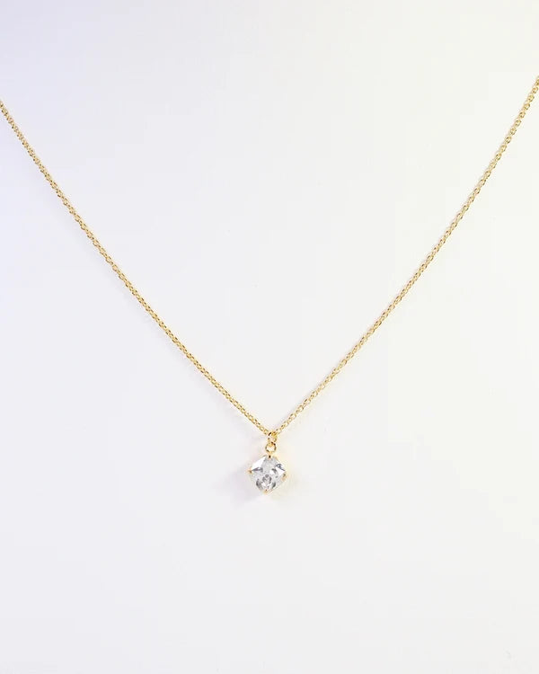 Caroline Hill - Lakewood CZ Pendant Necklace - WR Gold