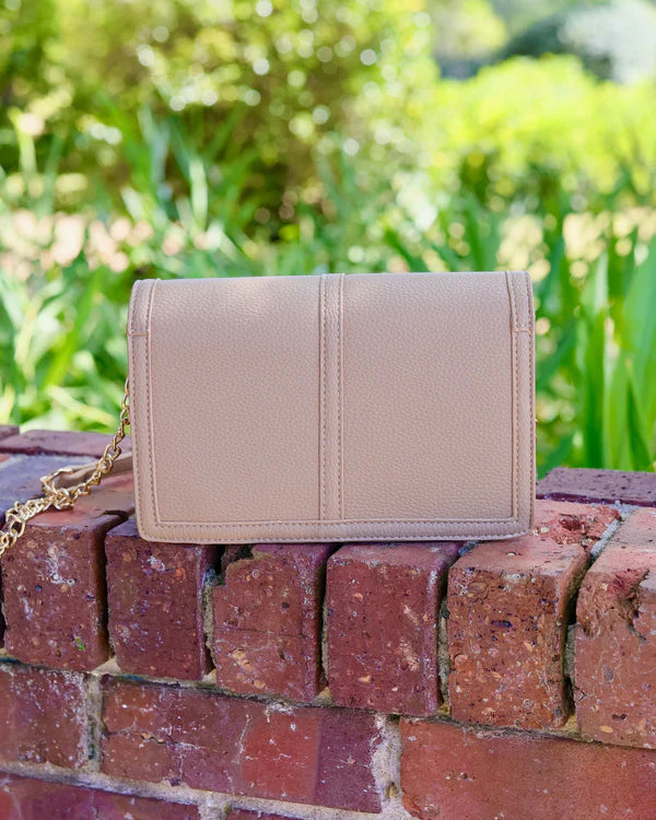 Caroline Hill - Cecilia Circle Logo Handbag "Taupe"