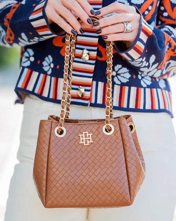 Caroline Hill - Lainey Mini Tote - Woven Saddle