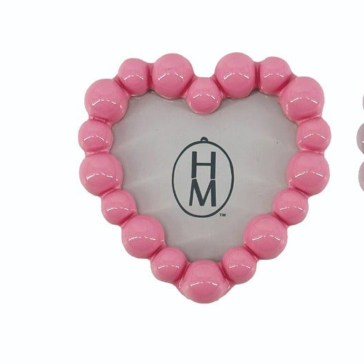 Hazel Mazel - 3-1/4" W x 3-1/2" H Resin Heart Photo Frame "Pink"