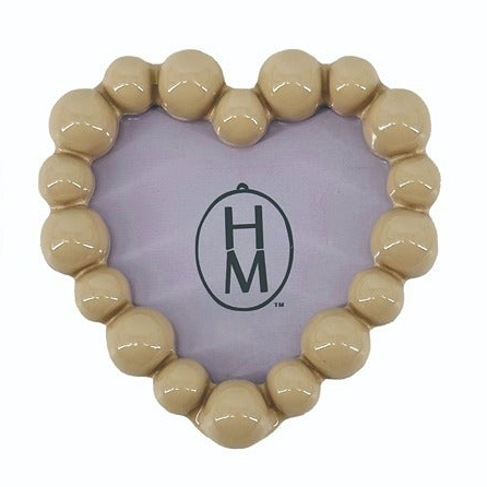 Hazel Mazel - 3-1/4" W x 3-1/2" H Resin Heart Photo Frame "Tan"