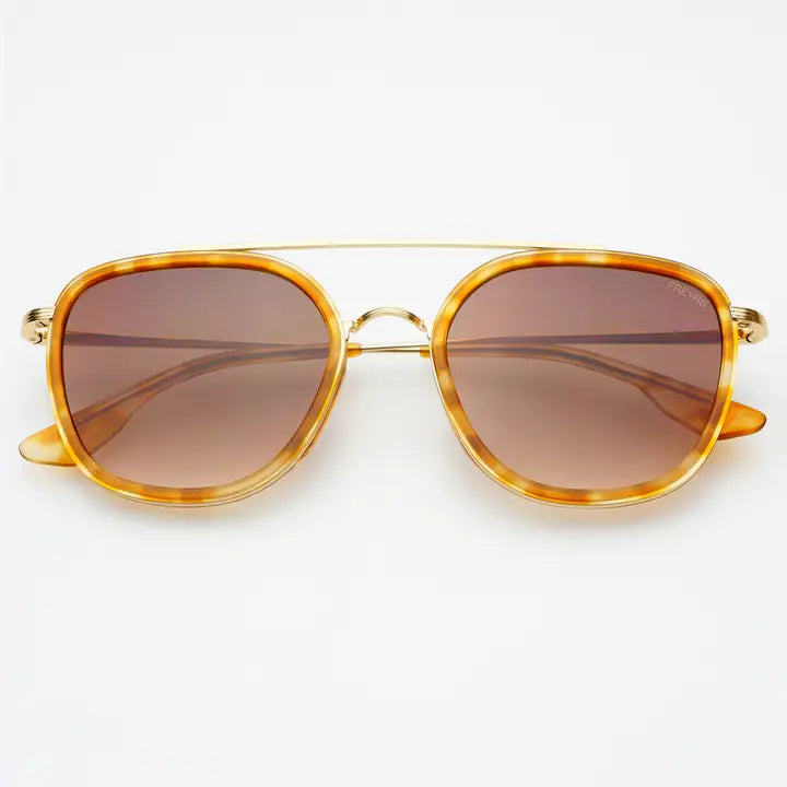FREYRS - Weston Acetate Round Unisex Sunglasses - Light Tortoise/Brown