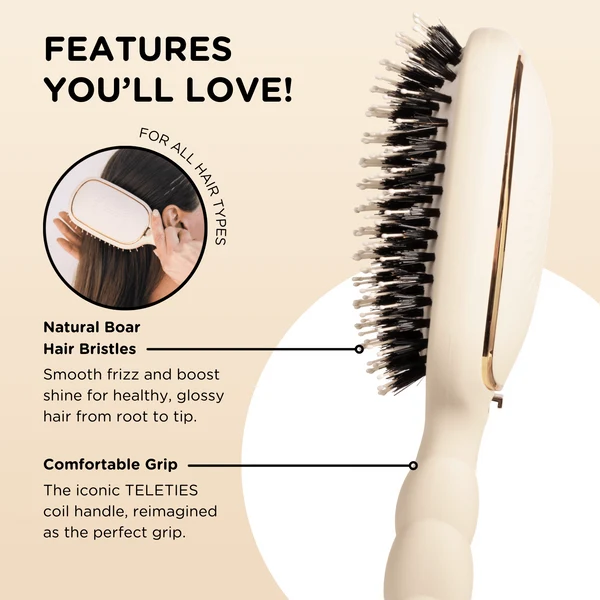 Teleties - Boar Bristle Hair Brush - Tan
