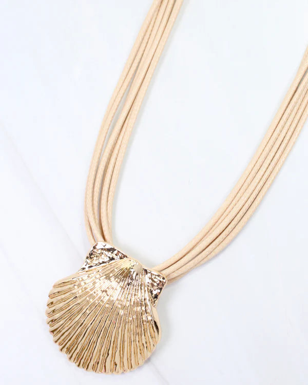 Caroline Hill - Lorain Scallop Cord Necklace - Natural